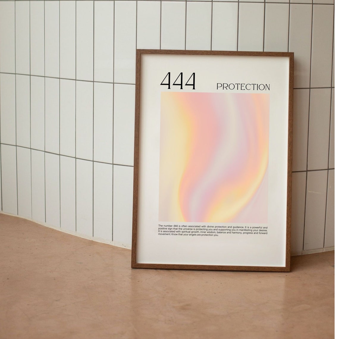 Angel Number 444 Protection Peach Aura Gradient Spiritual Poster
