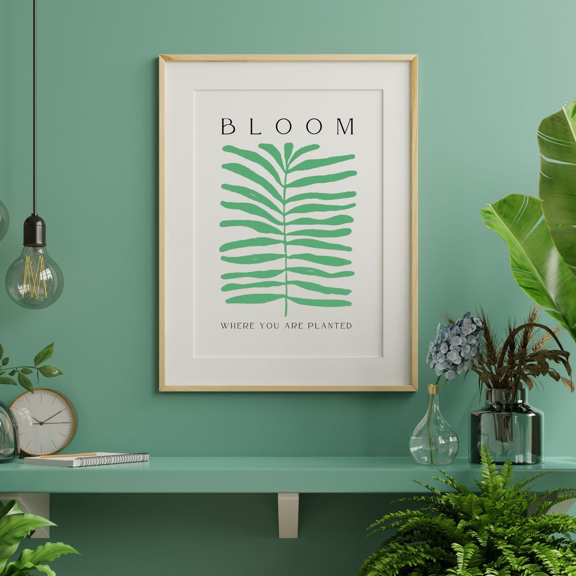 Bloom Where You Are Planted Boho Botanical Palm Leaf Art Poster - Image 4