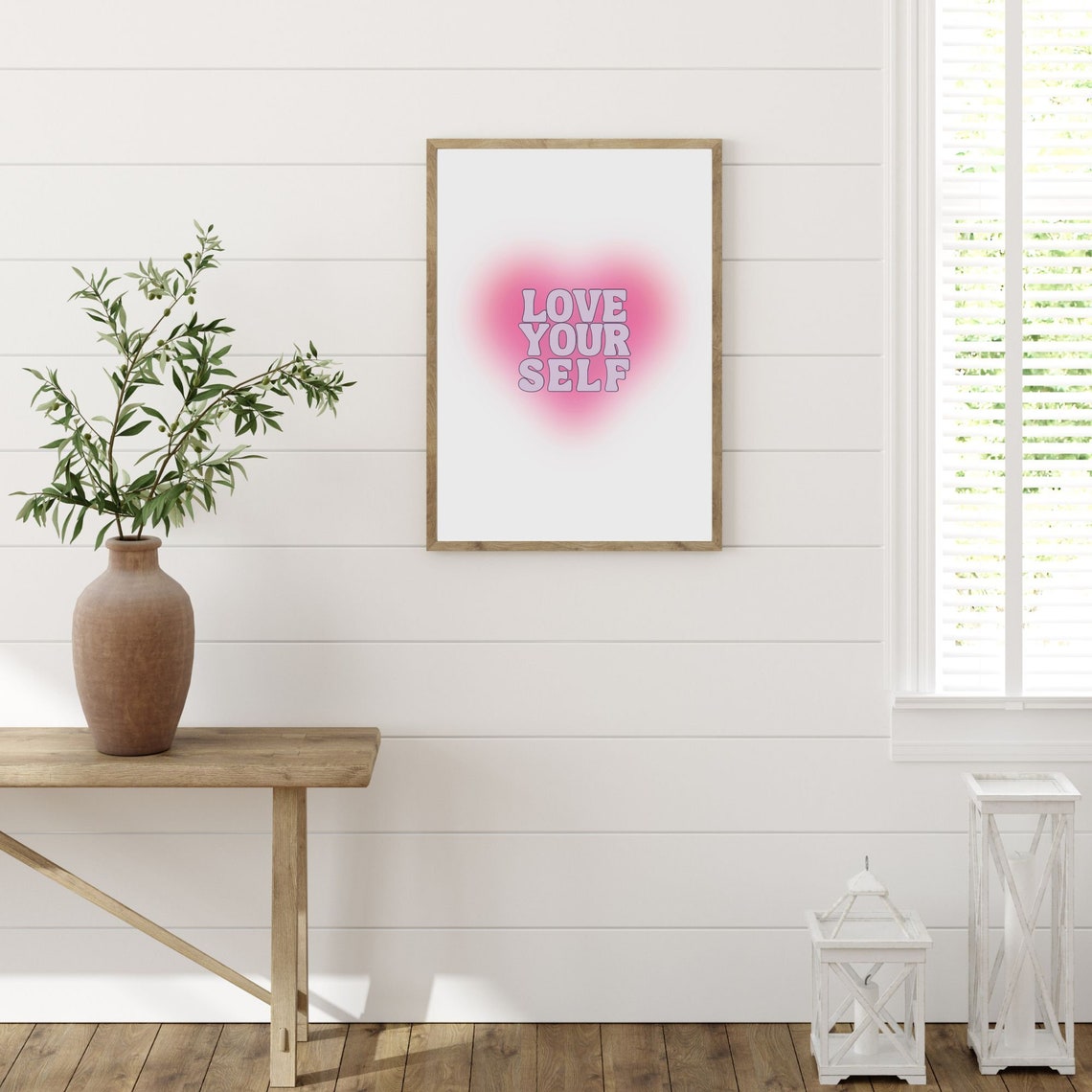 Love Your Self Pink Heart Aura Retro Quote Wall Decor Poster - Image 4