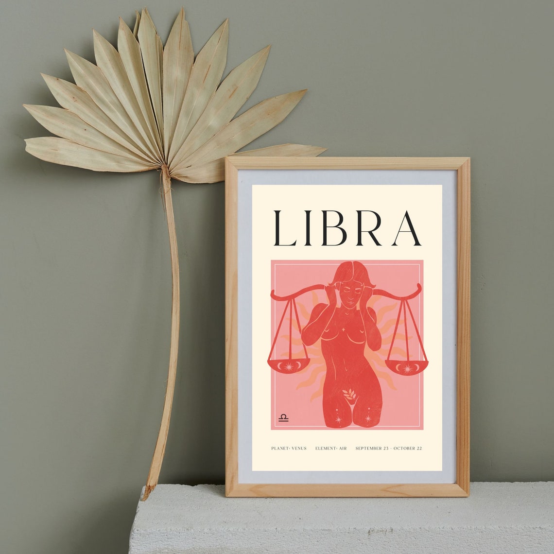 Libra Zodiac Scales Woman September October Birth Horoscope Poster - Image 2
