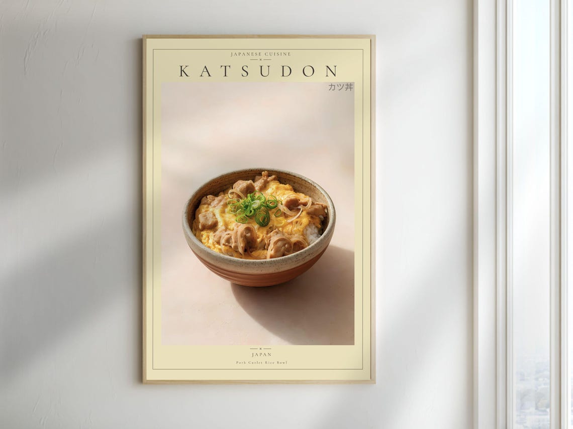 Katsudon Pork Cutlet Rice Bowl Japanese Cuisine Food Art Poster