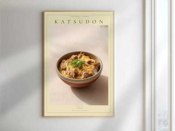 Katsudon Poster Japanese Cuisine Print Kitchen Wall Art Digital Download