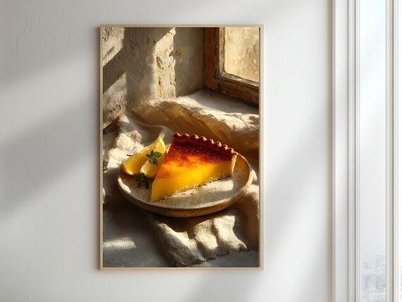 Sunlit Lemon Tart Slice Fresh Bakery Dessert Photography Poster