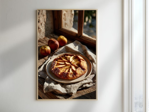 Rustic Apple Galette Tart Window Sill French Bakery Dessert Poster