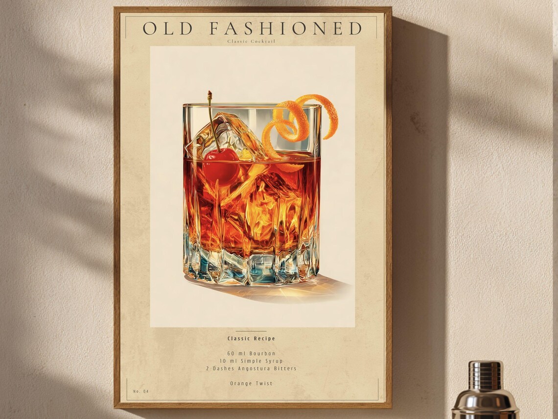Old Fashioned Vintage Cocktail Art Print