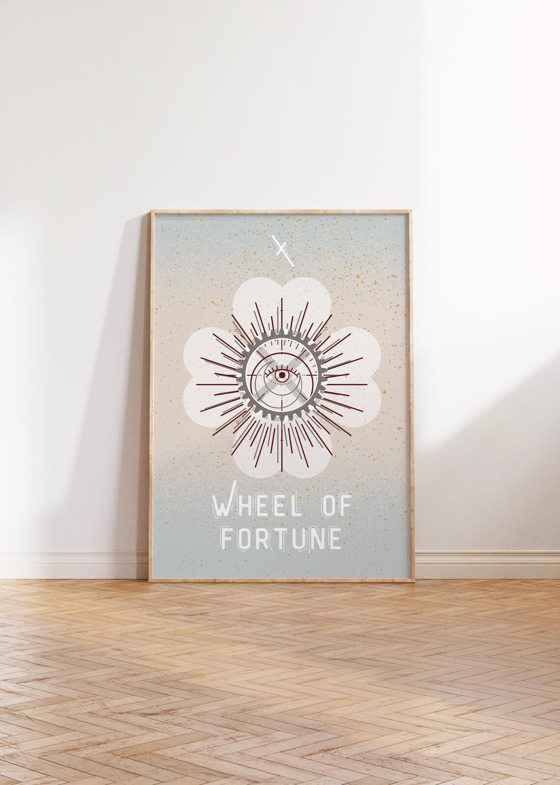 Wheel Of Fortune Tarot Card Mystical Sunburst Eye Art Poster