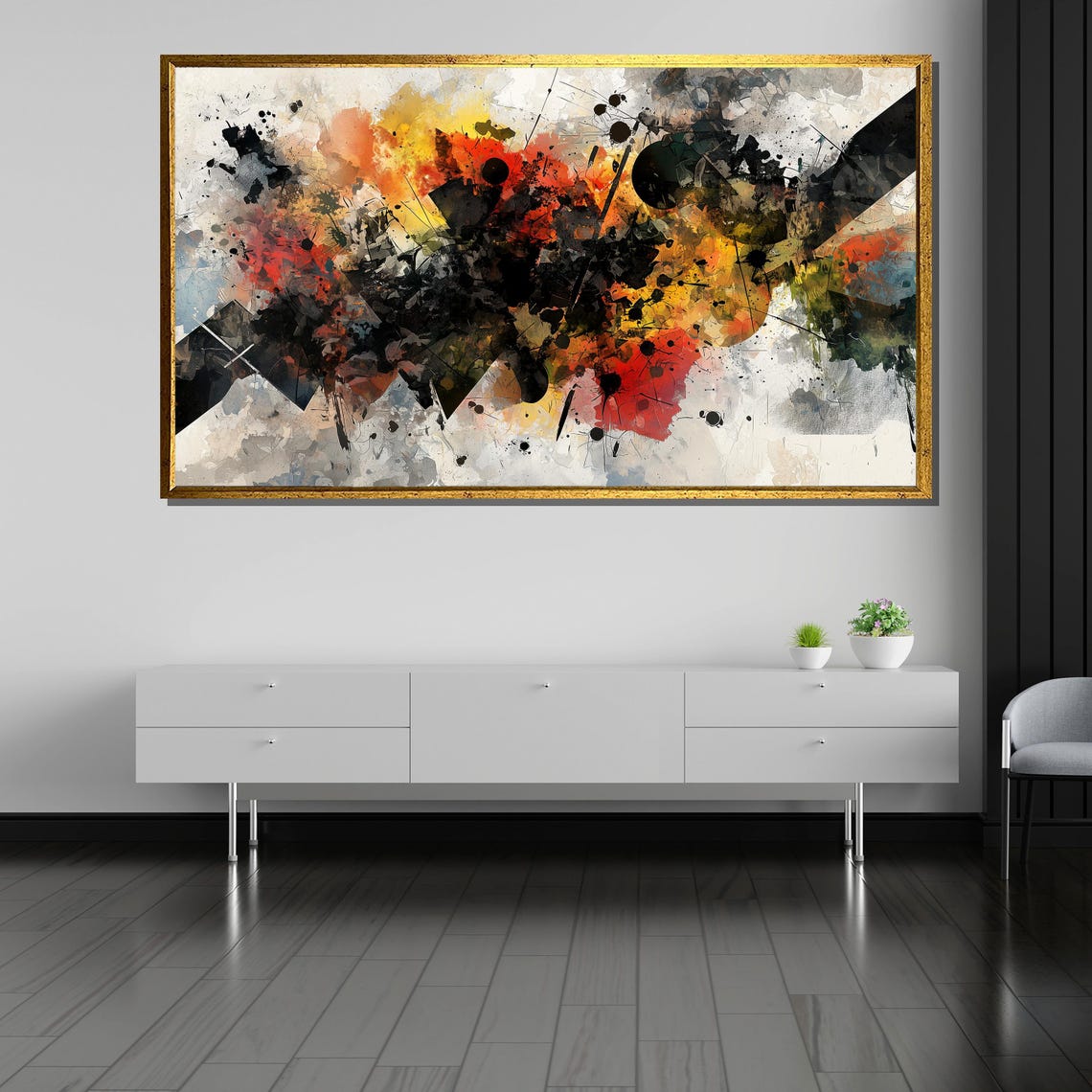 Dynamic Fiery Red Orange Abstract Explosion Splash Painting Poster - Image 5
