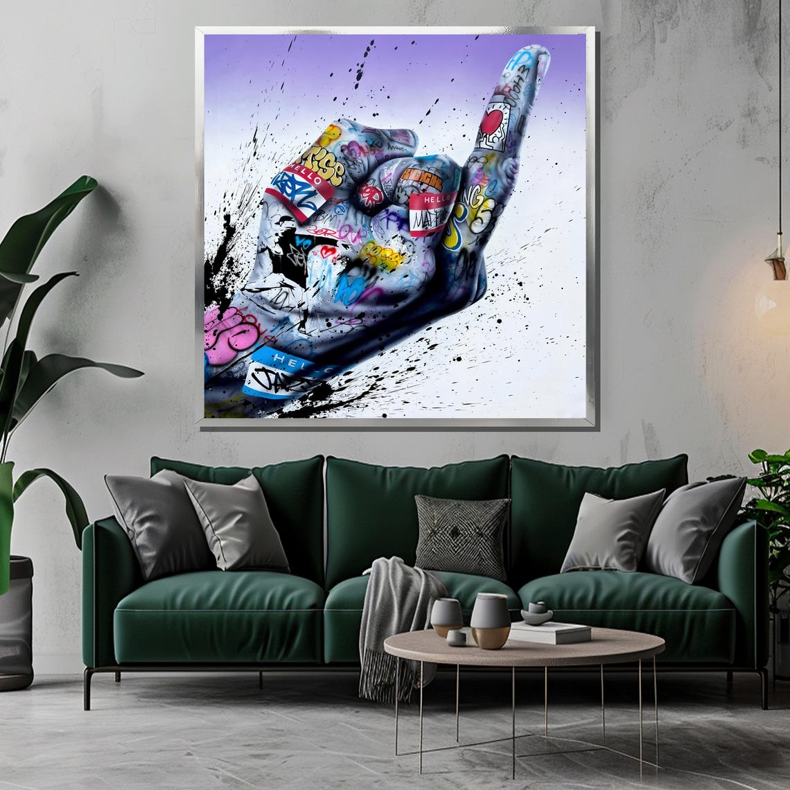 Graffiti Covered Hand Pointing Upward Street Art Urban Poster - Image 3