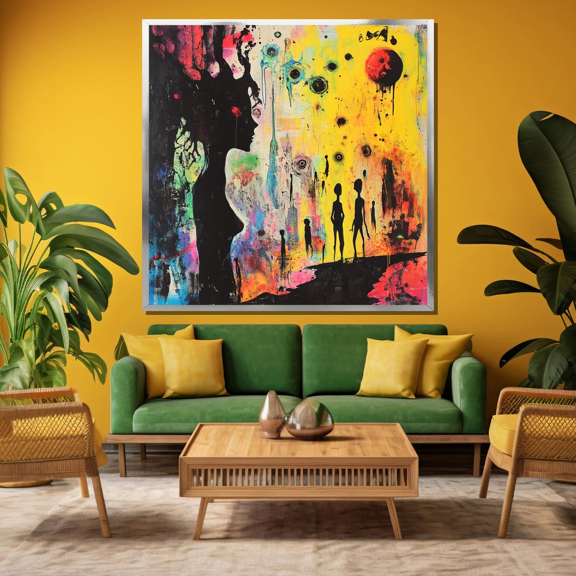 Colorful Surreal Silhouette Abstract Graffiti Art Wall Poster - Image 3