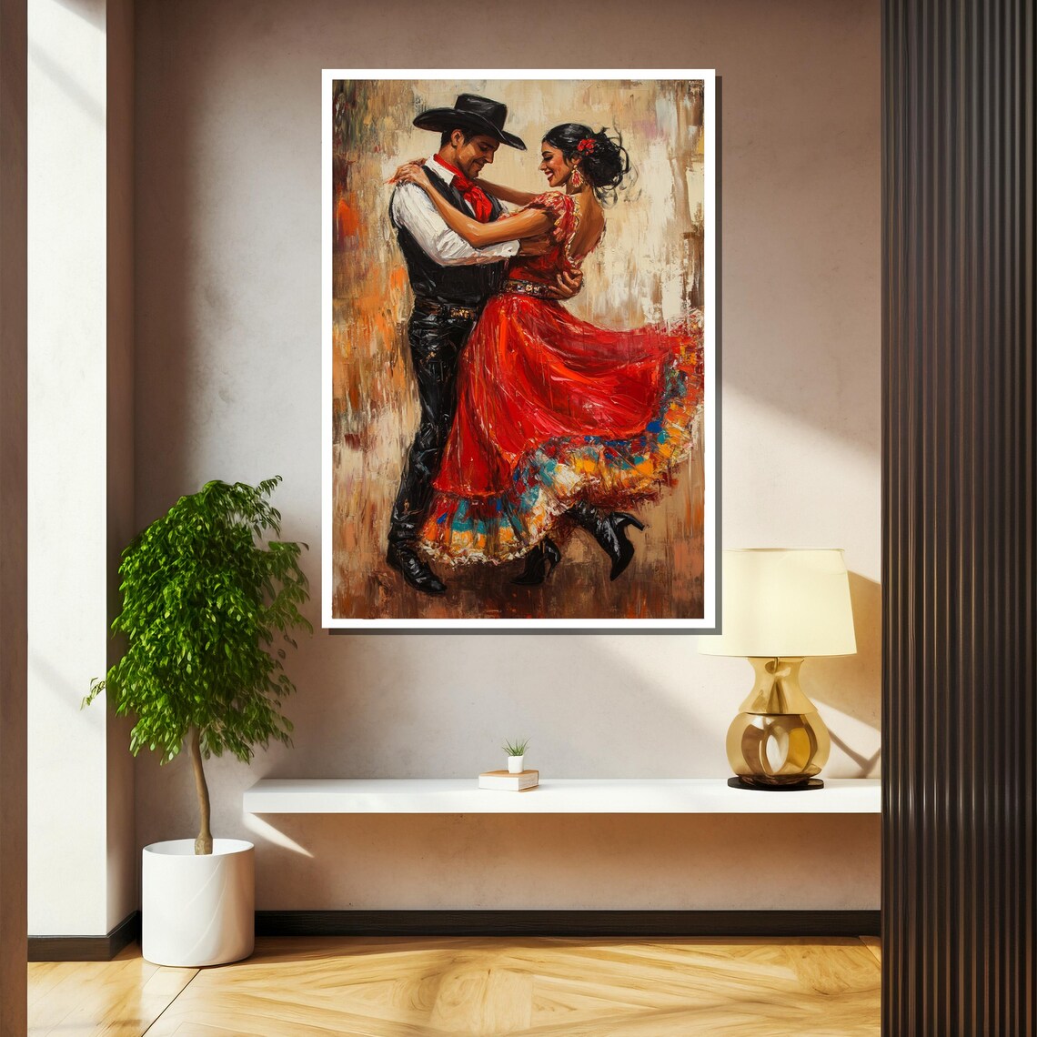 Mexican Dance Couple Art Print, Vibrant Painting - Image 2