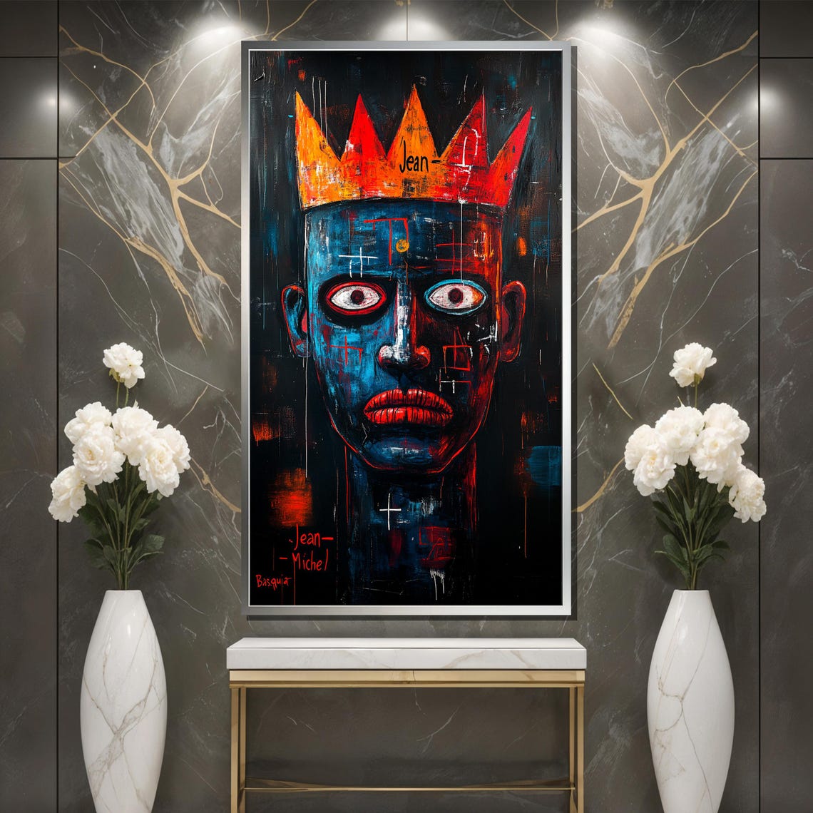 Basquiat Crown Painting Abstract Expressionist Portrait Art Urban Graffiti Wall Decor Bold Contemporary Print - Image 3
