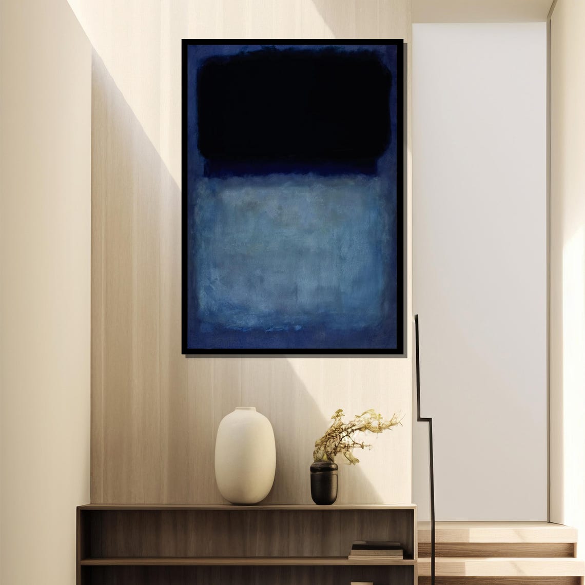 Rothko-Inspired Deep Blue and Black Color Field Abstract Art Poster - Image 4