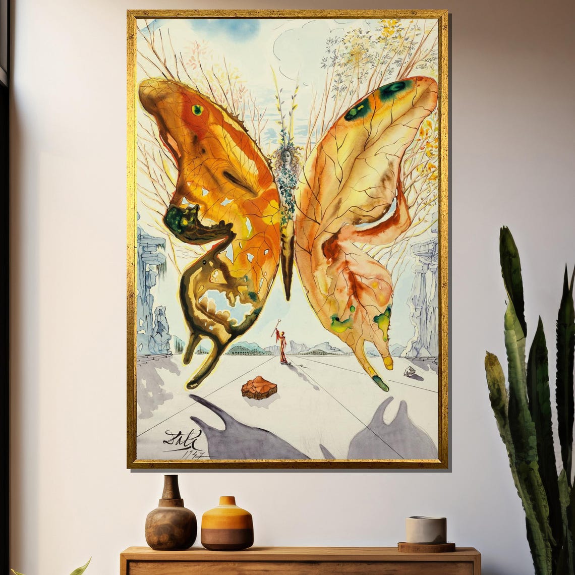 Salvador Dali Venus Butterfly Surrealist Golden Wings Poster