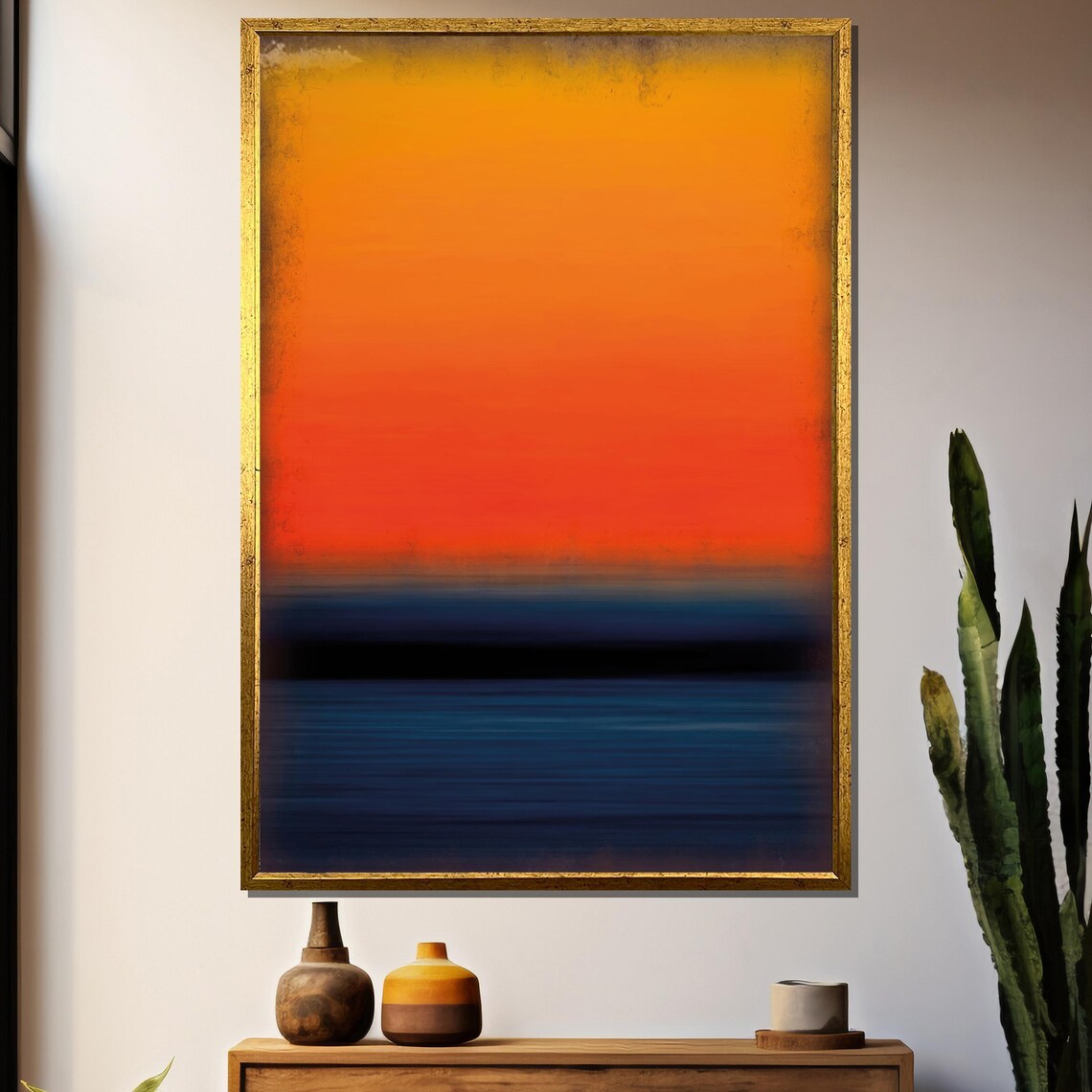 Vibrant Orange And Deep Blue Abstract Painting By Mark Rothko Dynamic Modern Art Gift For Home And Office Dcor