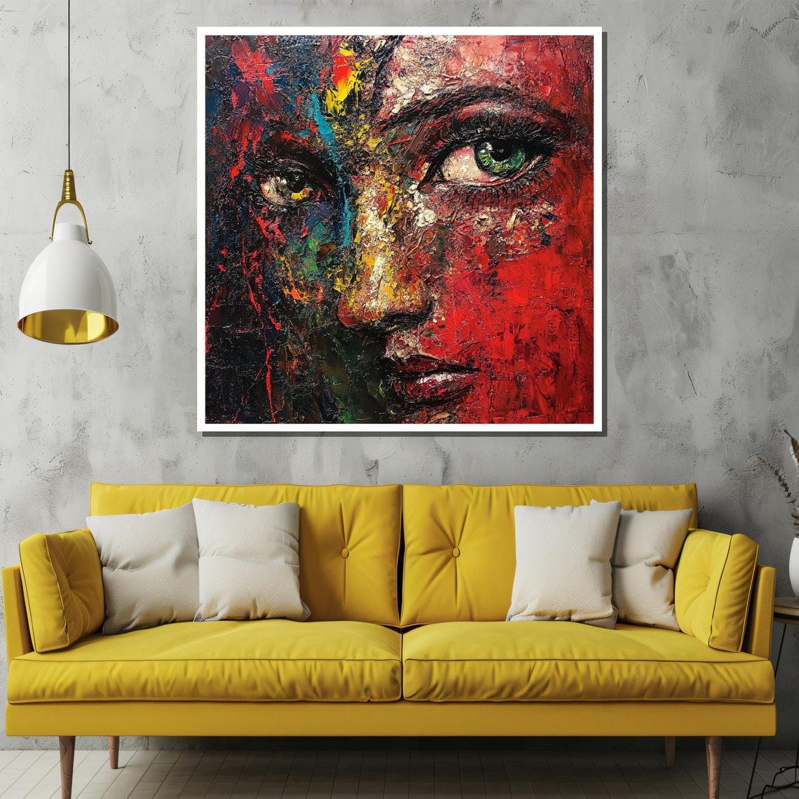 Bold Abstract Portrait Painting Vibrant Art Gift For Modern Home Decor - Image 2