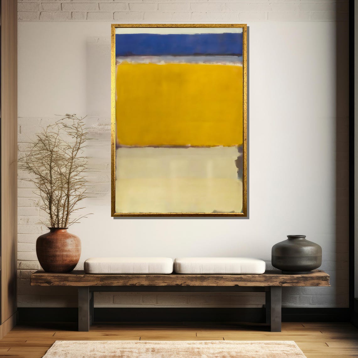 Sunny Yellow And Cobalt Blue Layered Abstract Color Field Poster - Image 5