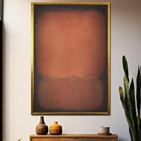 Mark Rothkos Vivid Orange And Black Contrast Iconic Abstract Painting Gift For Modern Art Enthusiasts
