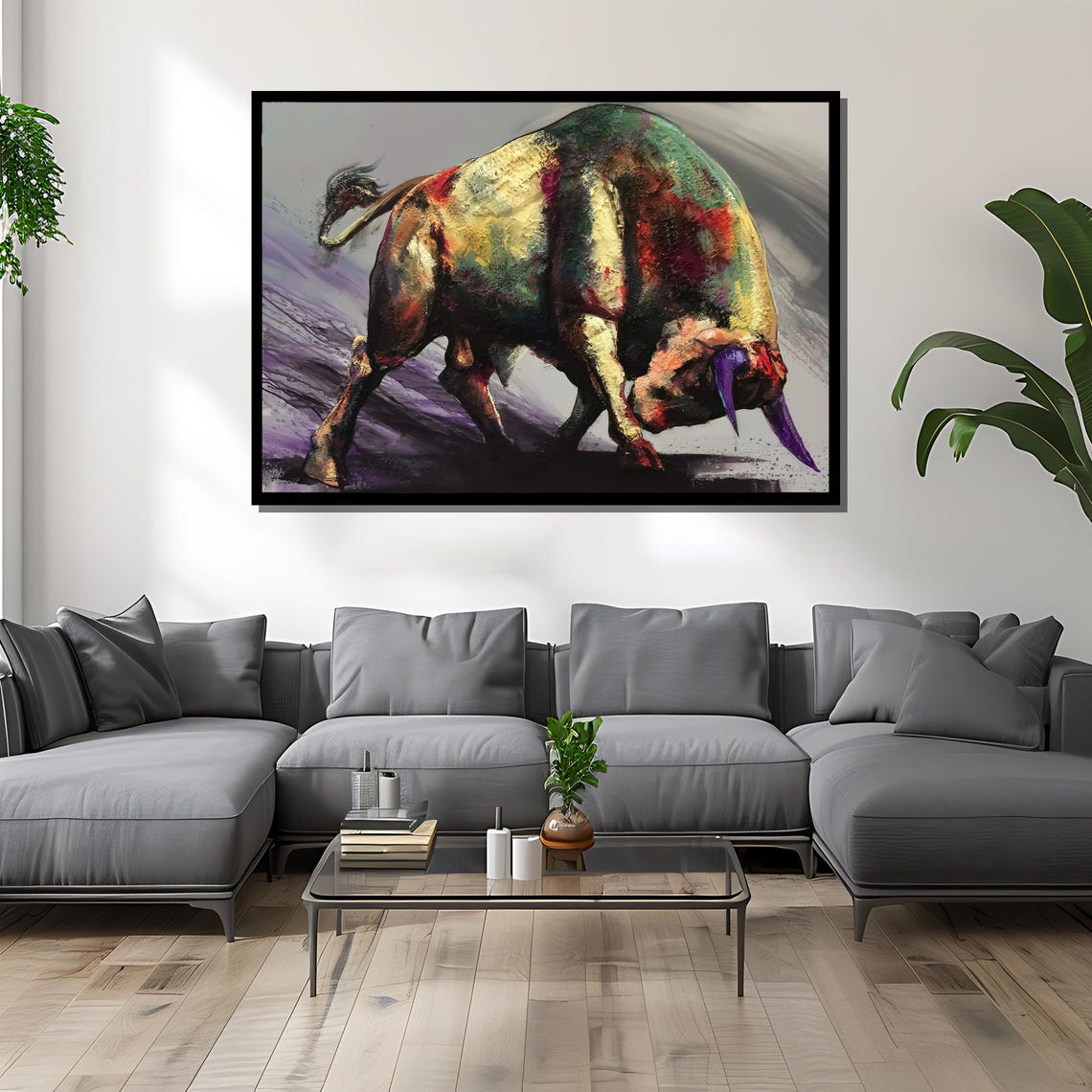Abstract Bull Painting With Bold Textures And Vibrant Colors Unique Gift For Art Lovers And Home Decor Enthusiasts - Image 4