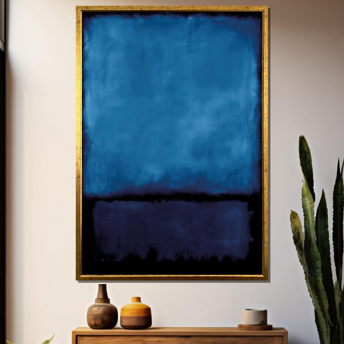 Deep Blue Over Midnight Navy Layers Minimalist Abstract Poster
