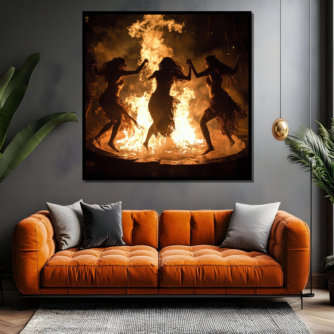 Tribal Fire Dance Painting Dynamic Wall Art Gift For Bohemian And Cultural Home Dcor - Image 4