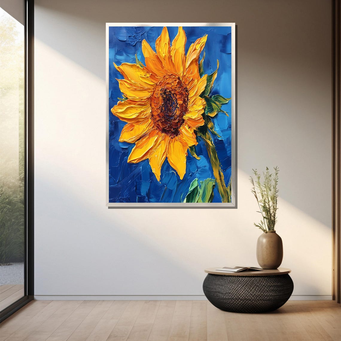 Bold Sunflower Delight Thick Impasto Painting For A Cheerful Gift And Home Decor - Image 3