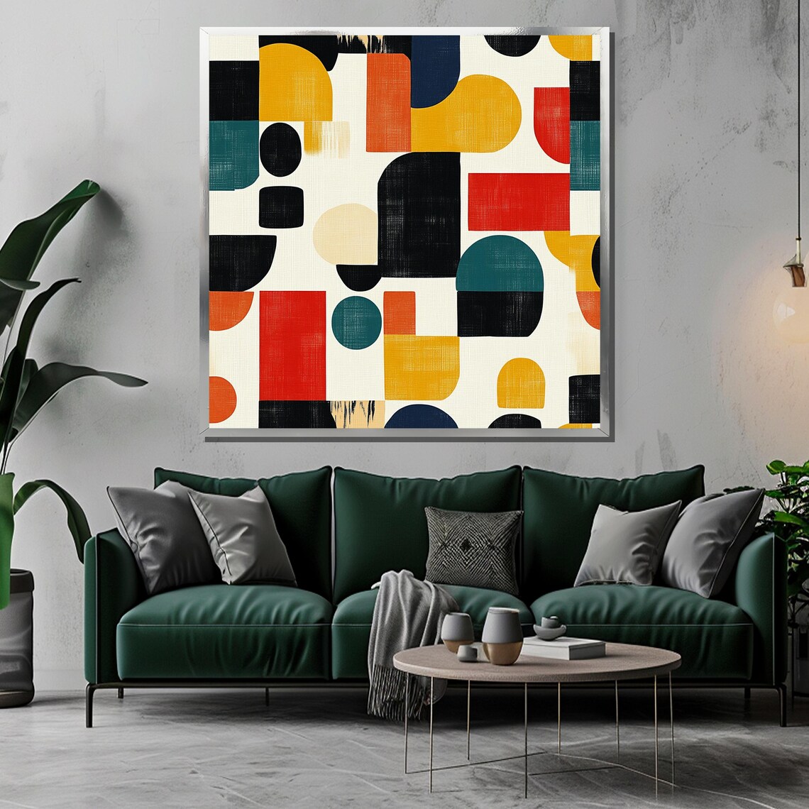 Mid Century Modern Geometric Pattern in Colorful Retro Shapes Poster - Image 3