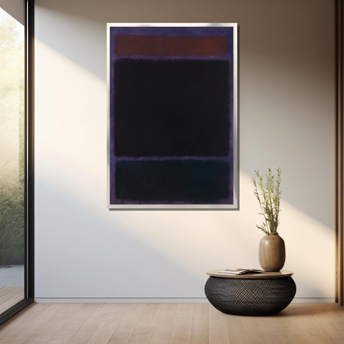 Midnight Black On Deep Plum Abstract Color Field Painting Poster - Image 3