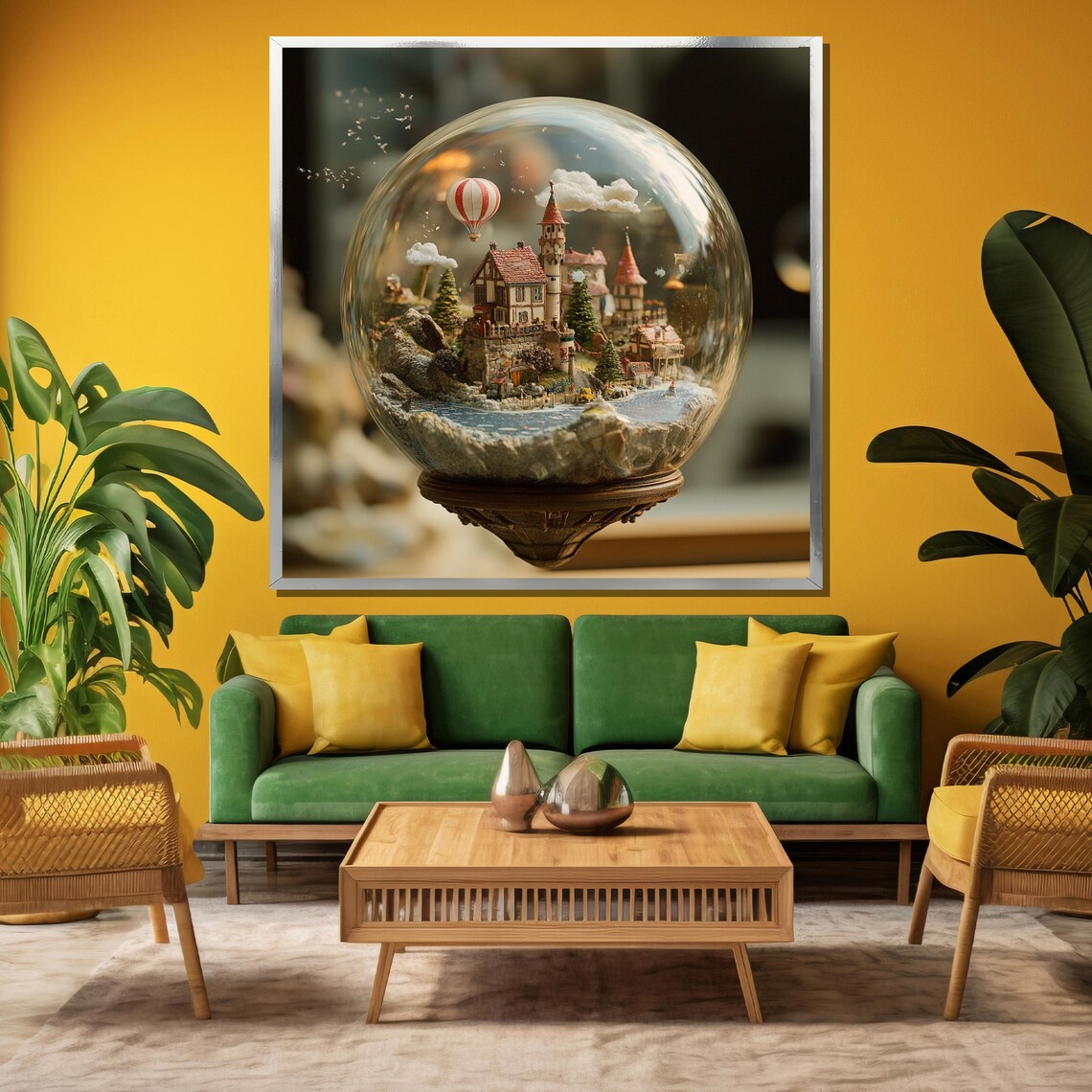 Whimsical Miniature Village Inside Glass Globe Fantasy Poster - Image 3