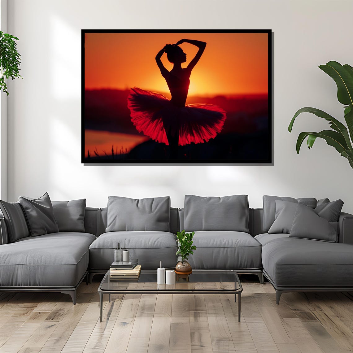 Silhouette Ballerina Painting Elegant Sunset Dance Art Gift For Ballet Lovers - Image 4