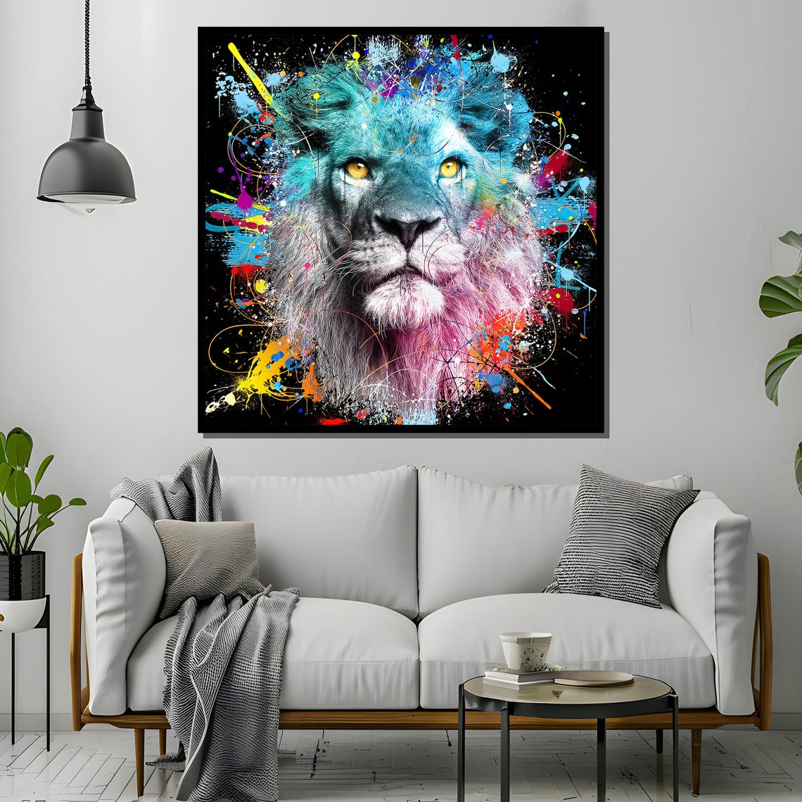 Vibrant Graffiti Lion Painting Bold Urban Art For Modern Home Decor Colorful Statement Piece Unique Gift For Art Lovers - Image 4