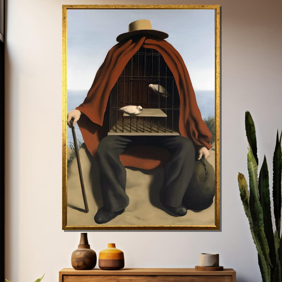 Rene Magritte The Therapist Surreal Birdcage Body Painting Poster