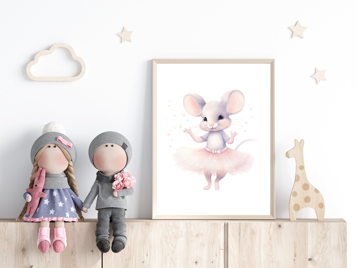 Ballerina Mouse In Pink Tutu Cute Girls Nursery Dance Poster - Image 2