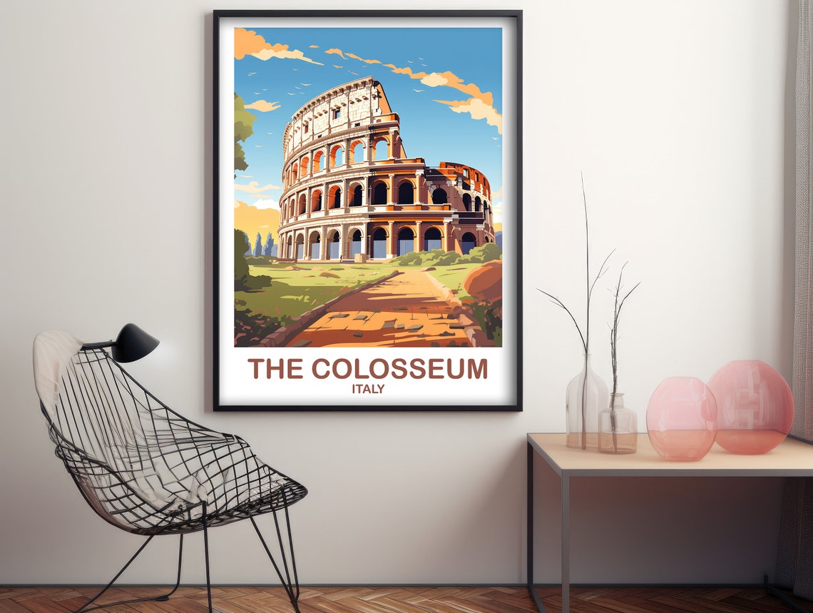 Colosseum Travel Art Poster 7 Wonders Travel Art Rome Travel Art Italy Poster Rome Travel Wall Art Italy Travel Wall Art T2euitro3 - Image 2