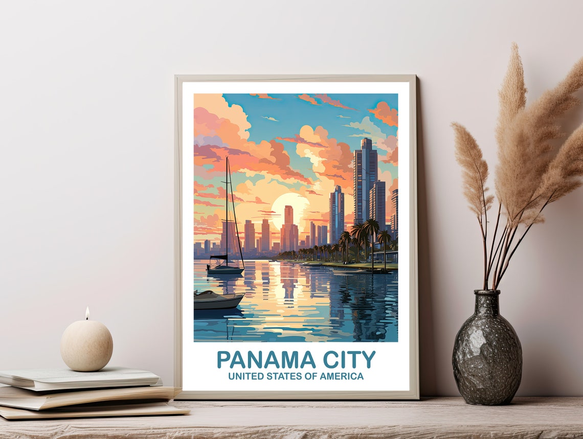 Panama City Travel Print Panama City Travel Wall Art Florida Wall Art City Skyline Wall Art Florida Wall Art Travel Art Dt2naflcp1 - Image 3