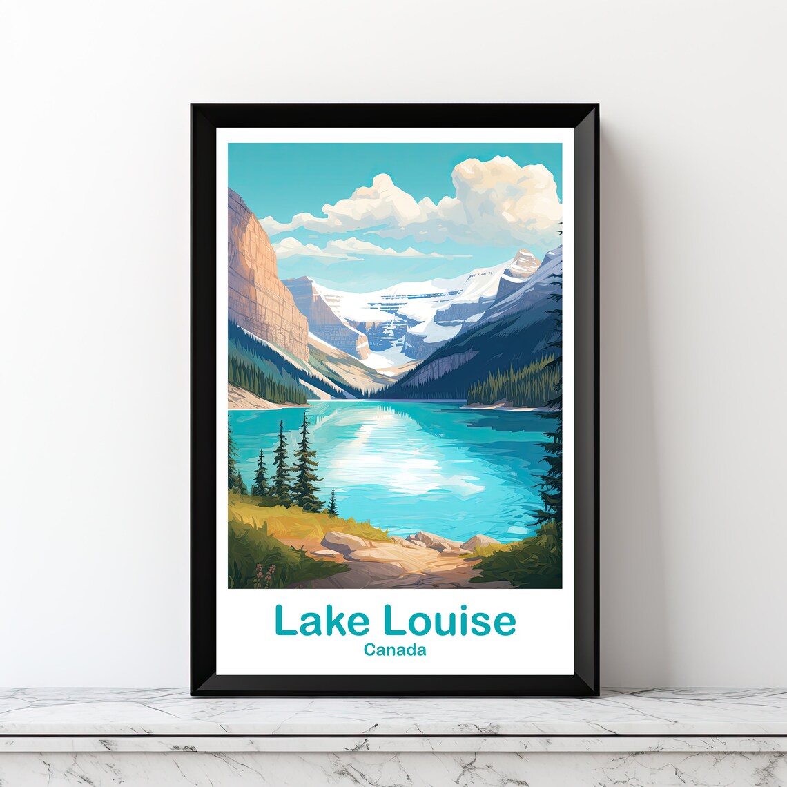 Lake Louise Canada Turquoise Lake Mountain View Travel Poster