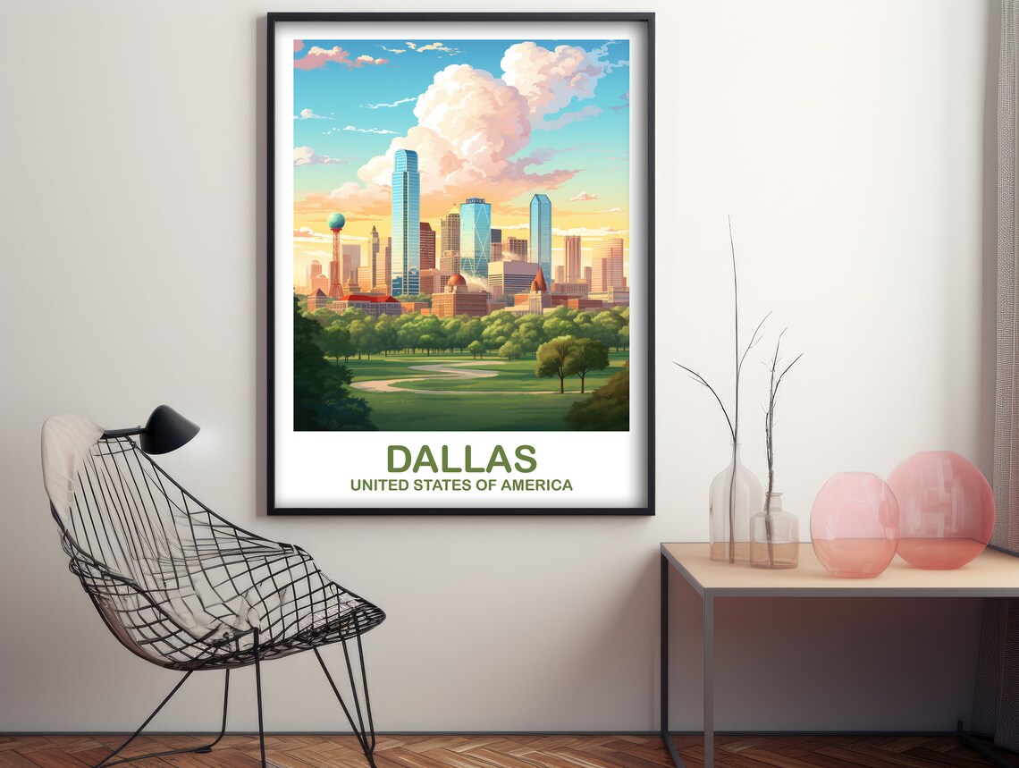 Dallas Texas Travel Poster, Texas Wall Art - Image 3
