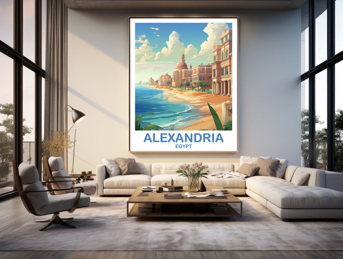 Alexandria Travel Wall Art Egypt Skyline Egypt Wall Art Poster Alexandria Travel Poster Africa Travel Art Travel Art T2afegal1 - Image 3
