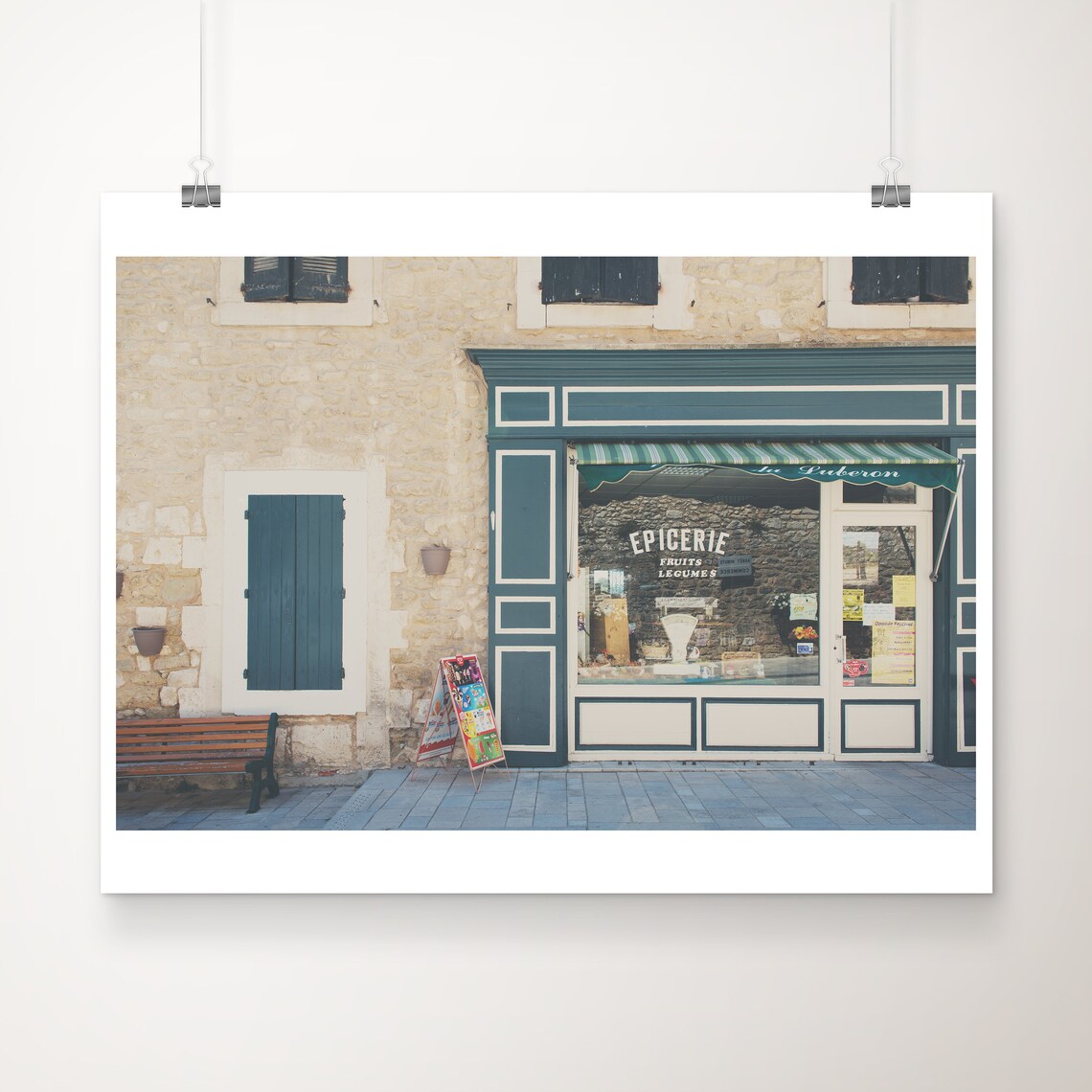 French Epicerie Shopfront Stone Street Provence Travel Photo Poster