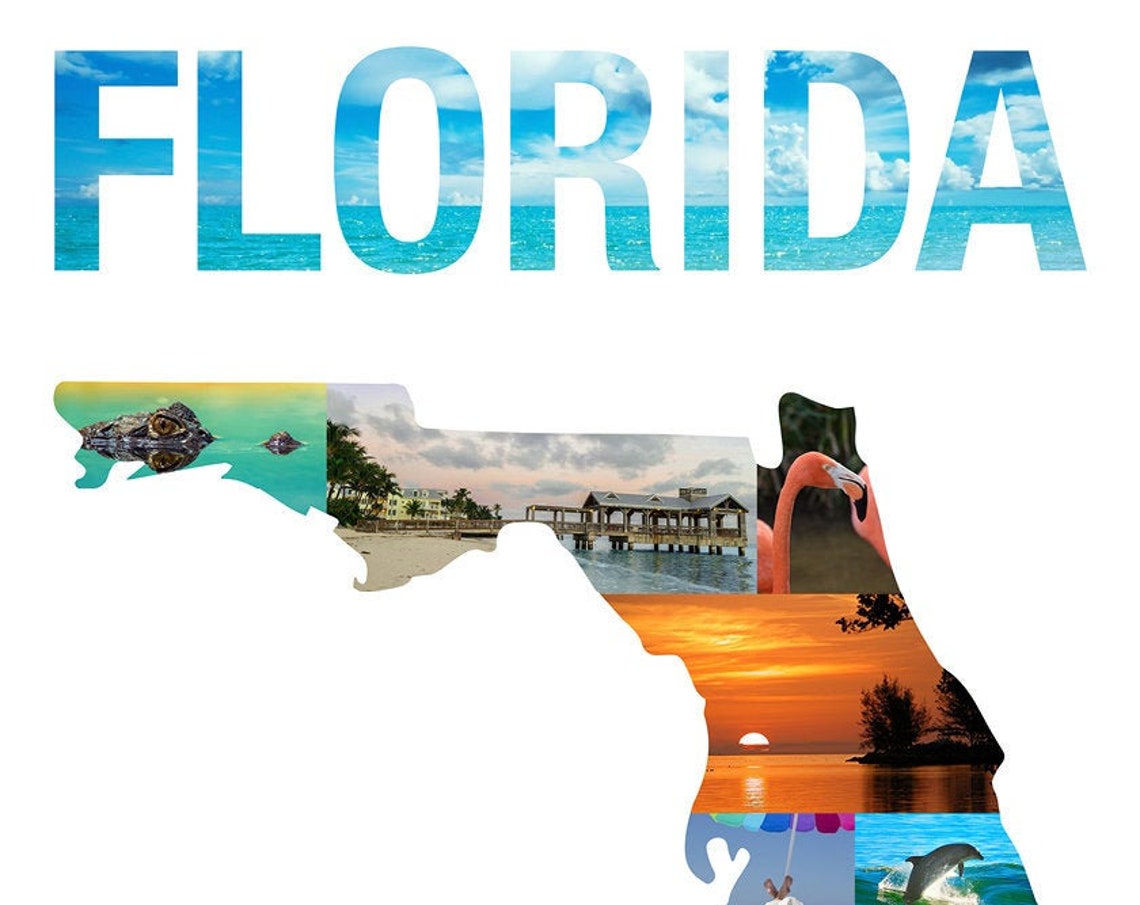 Florida State Map, Miami Life Decor