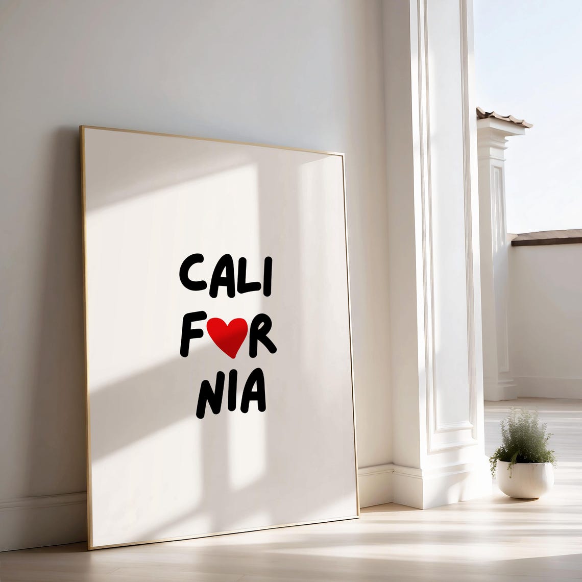 California Heart Chunky Lettering State Pride Typography Poster - Image 2