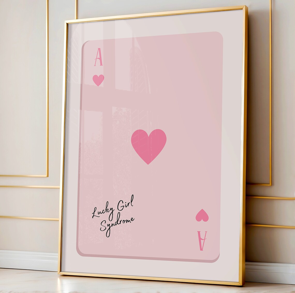 Lucky Girl Syndrome Pink Ace of Hearts Card Game Aesthetic Poster