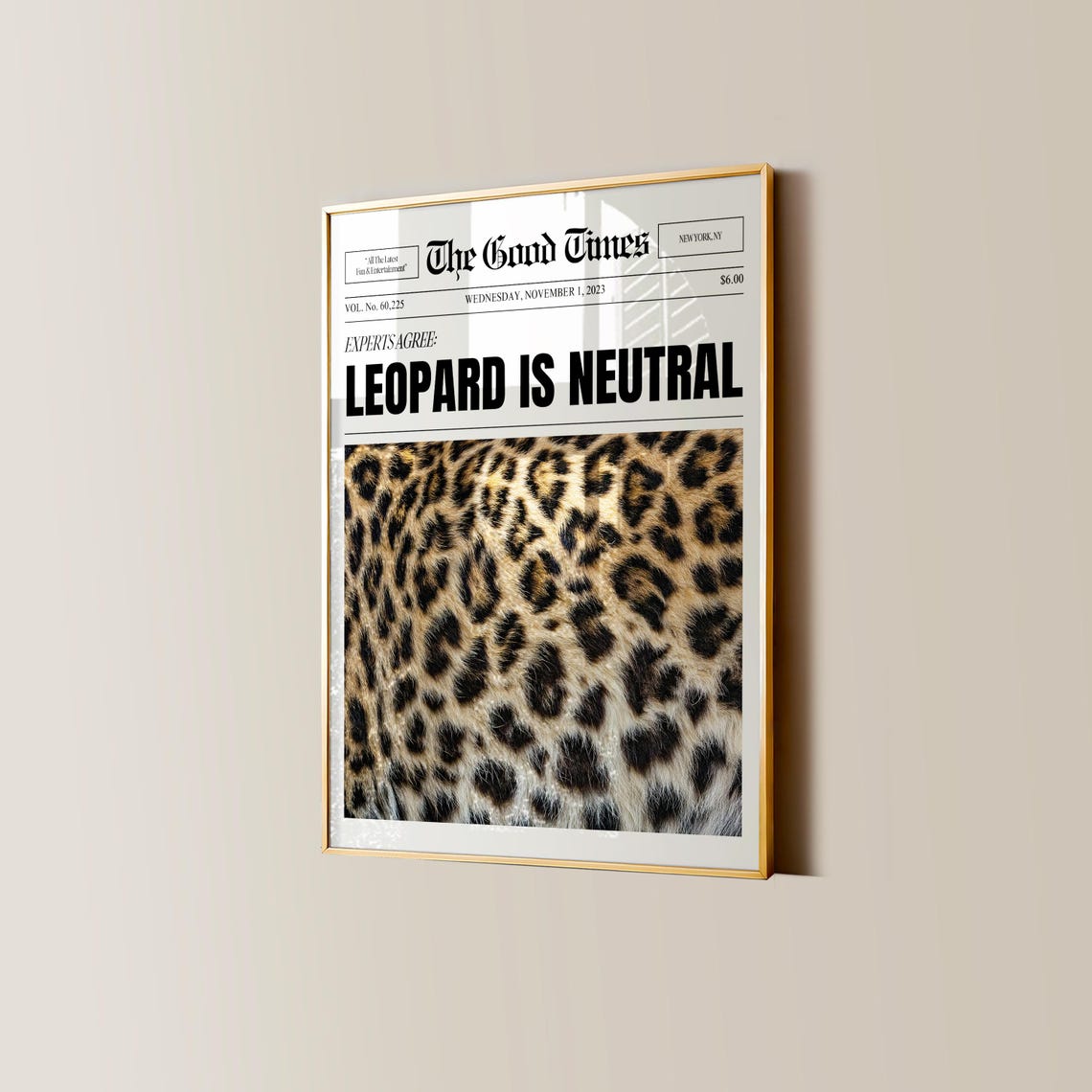 Leopard Is Neutral Funny Newspaper Front Page Poster Wild Fur Art - Image 4