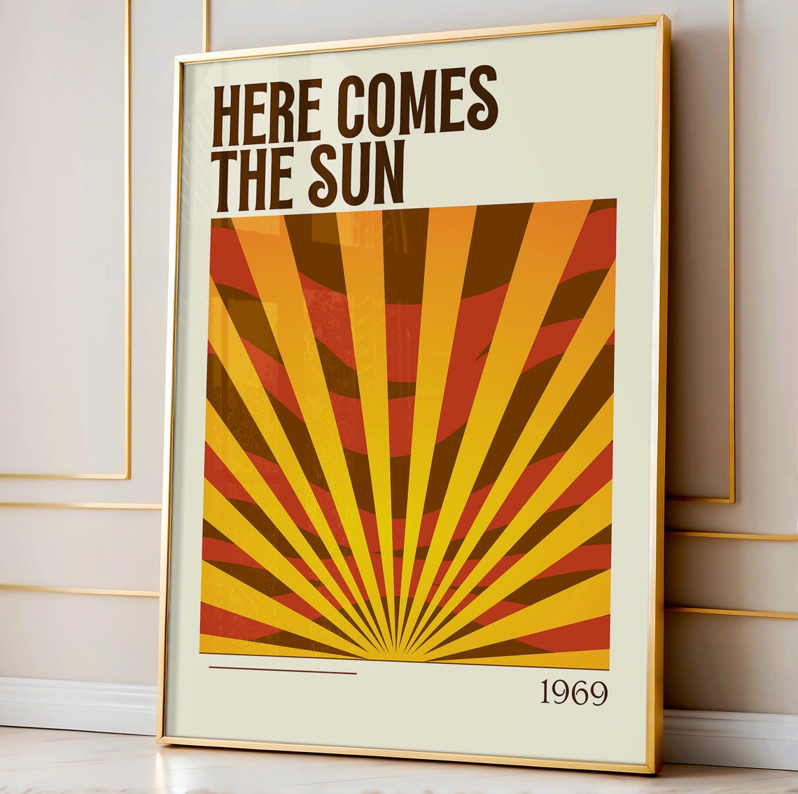 The Beatles Here Comes the Sun 1969 Abbey Road Retro Sunburst Poster
