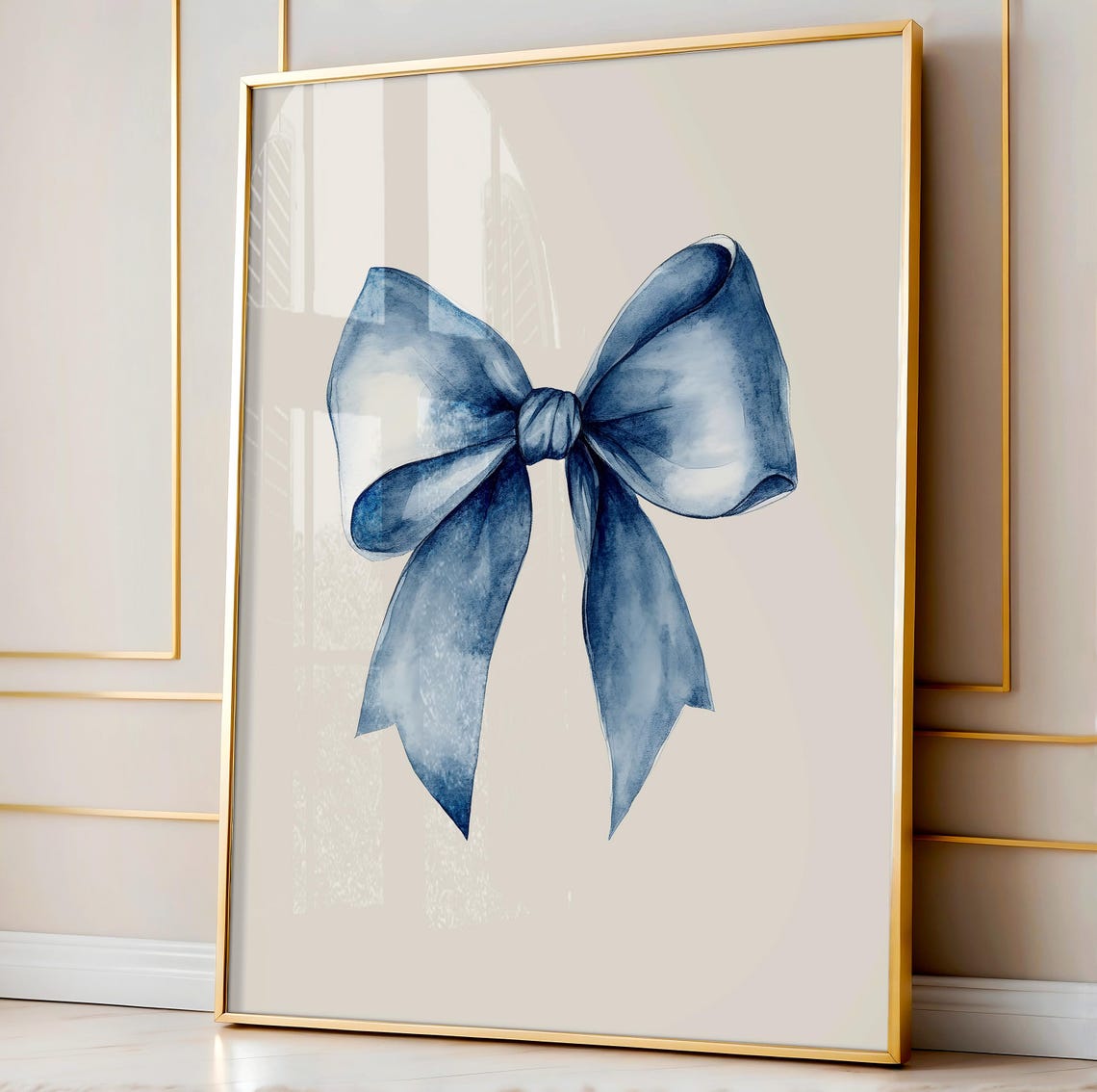 Girly Blue Watercolor Bow Coquette Balletcore Ribbon Art Poster - Image 5