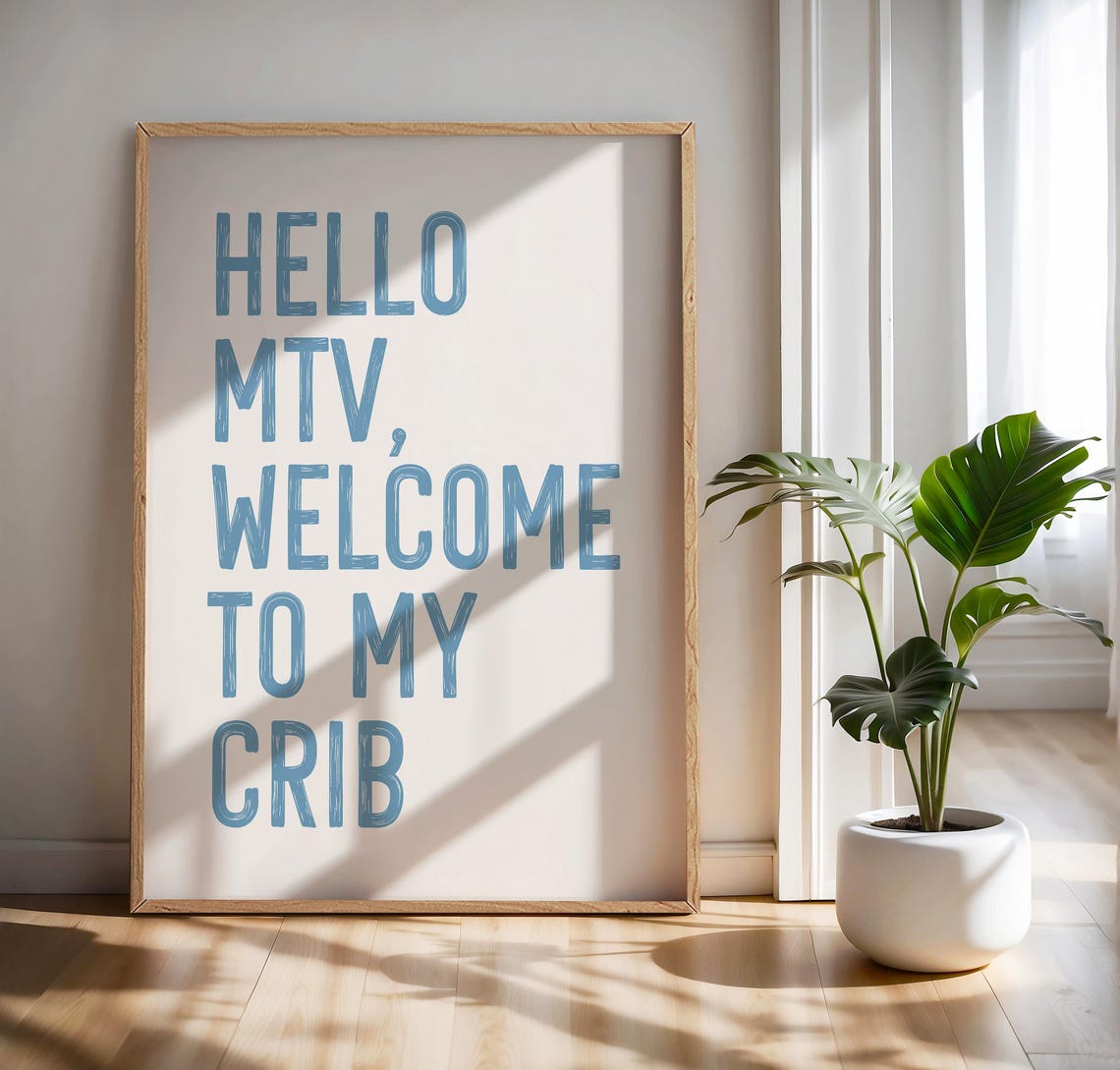 Funny Hello MTV Welcome to My Crib Blue Retro TV Nostalgia Poster - Image 3