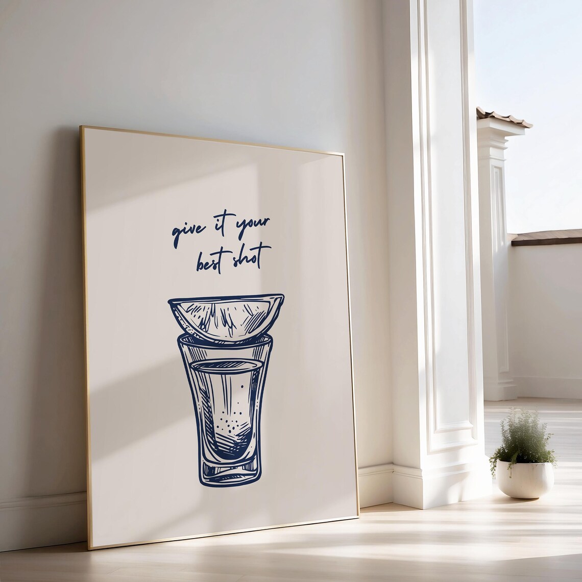 Give It Your Best Shot Tequila Shot Glass Lime Bar Cart Print - Image 2