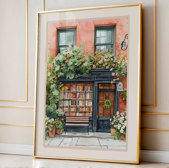 New York Book Shop Print Reading Wall Art Book Art Print Book Shop Print Book Lovers Gift Bookish Gifts Library Art Bookshelf Decor