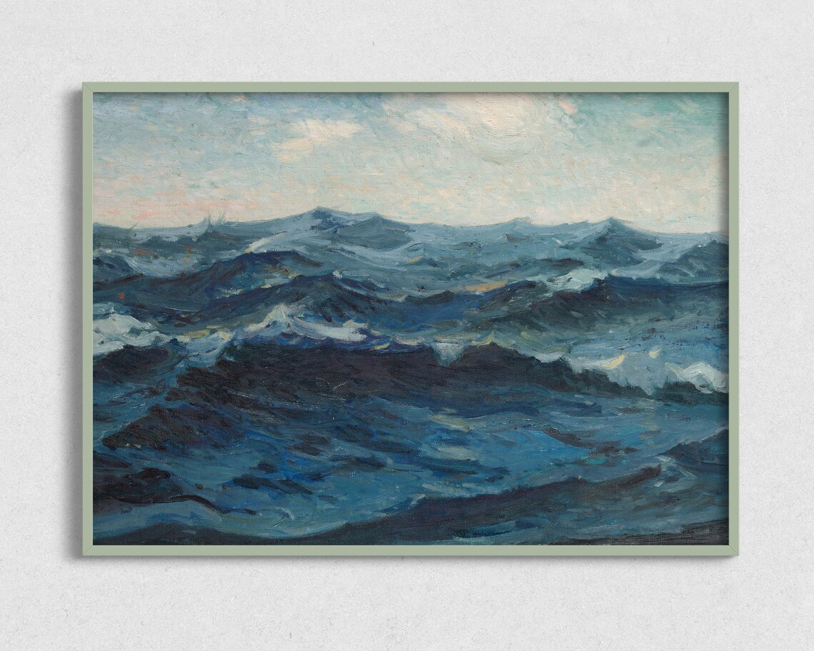 Waves Vintage Seascape Oil-Painting-Style Art Print