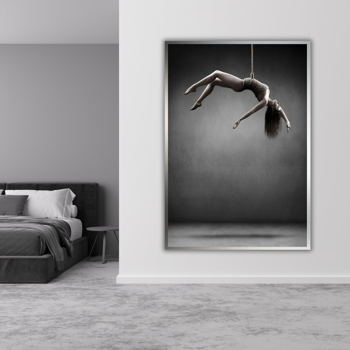 Woman Rope Suspension Floating Dark Aerial Shibari Art Print Poster - Image 4
