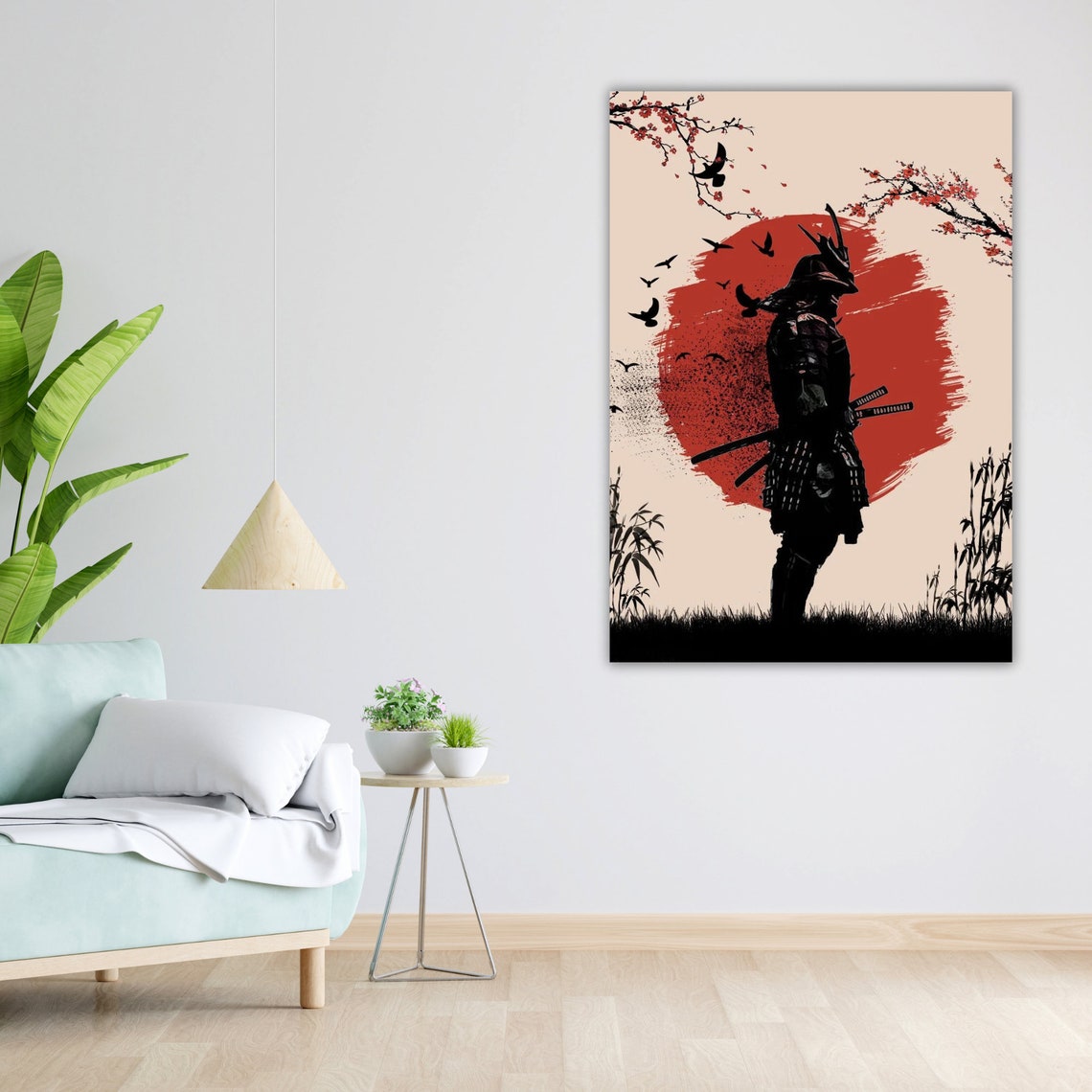 Samurai Silhouette Red Sun Cherry Blossom Japanese Warrior Poster - Image 4